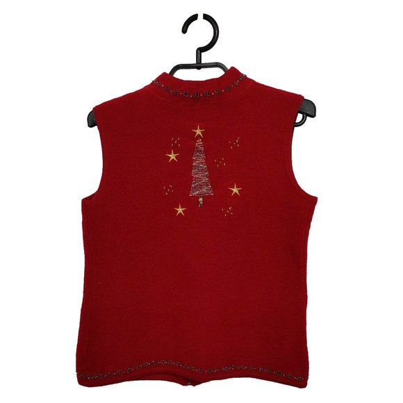 Charter Club S Red Zip Up Christmas Vest - Picture 2 of 4